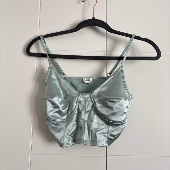 3/$25 Garage Satin Bustier Top in Light Blue - Picture 2 of 4